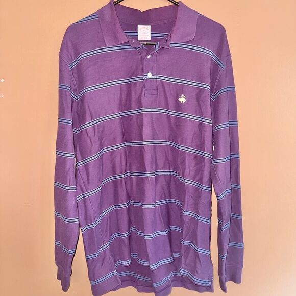Brooks Brothers Men's Golden Fleece Performance Long Sleeve Polo Shirt Purple M - Picture 5 of 9